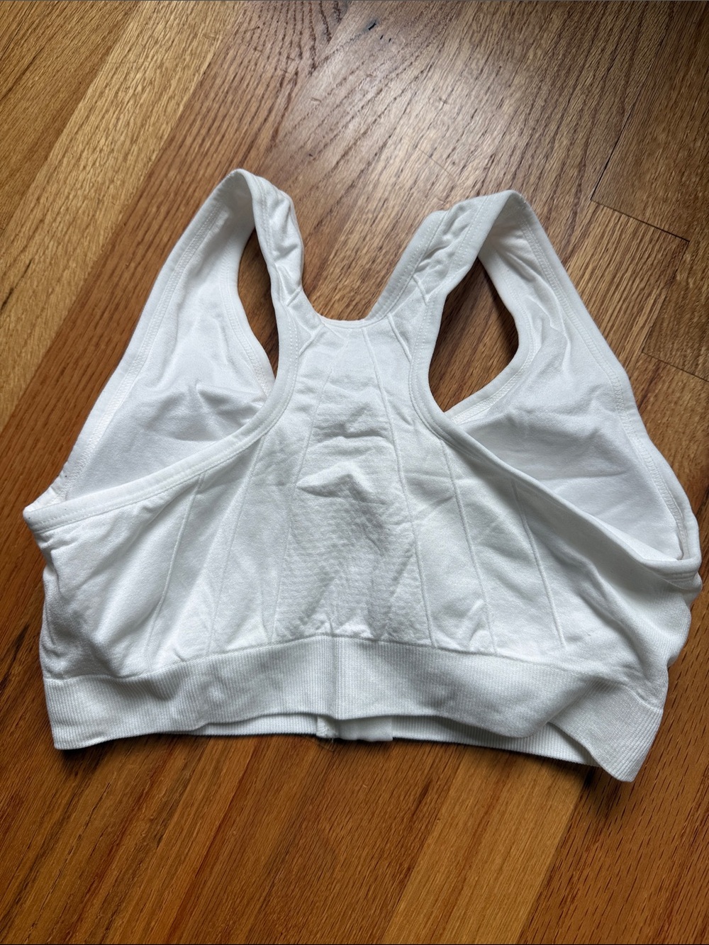 Front-Zip White Racerback Bra - Picture 4 of 4